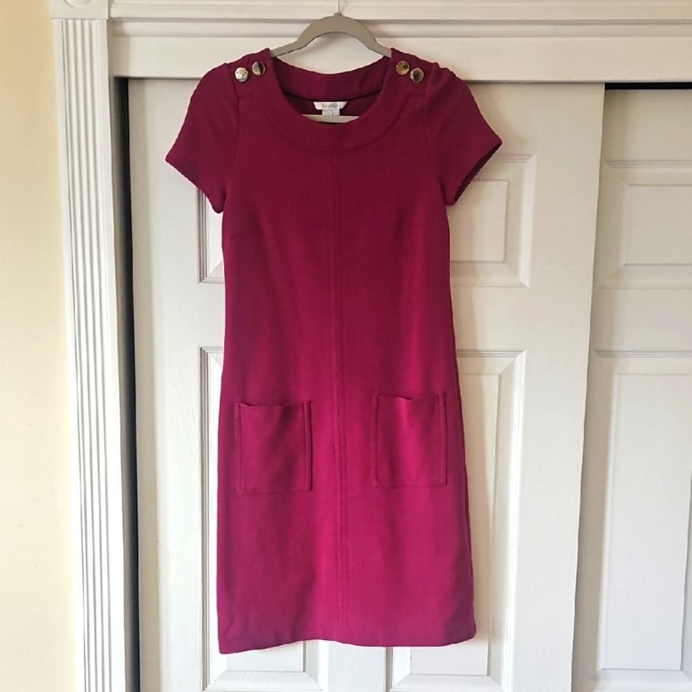 Elegant Magenta Dress with Button Detail